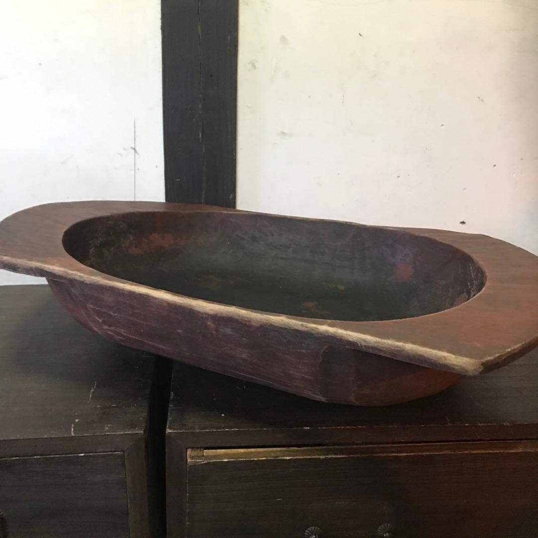 希少　ビンテージ　木製　こね鉢　くりぬき鉢　飾り　古物　古道具　手彫り　当時物