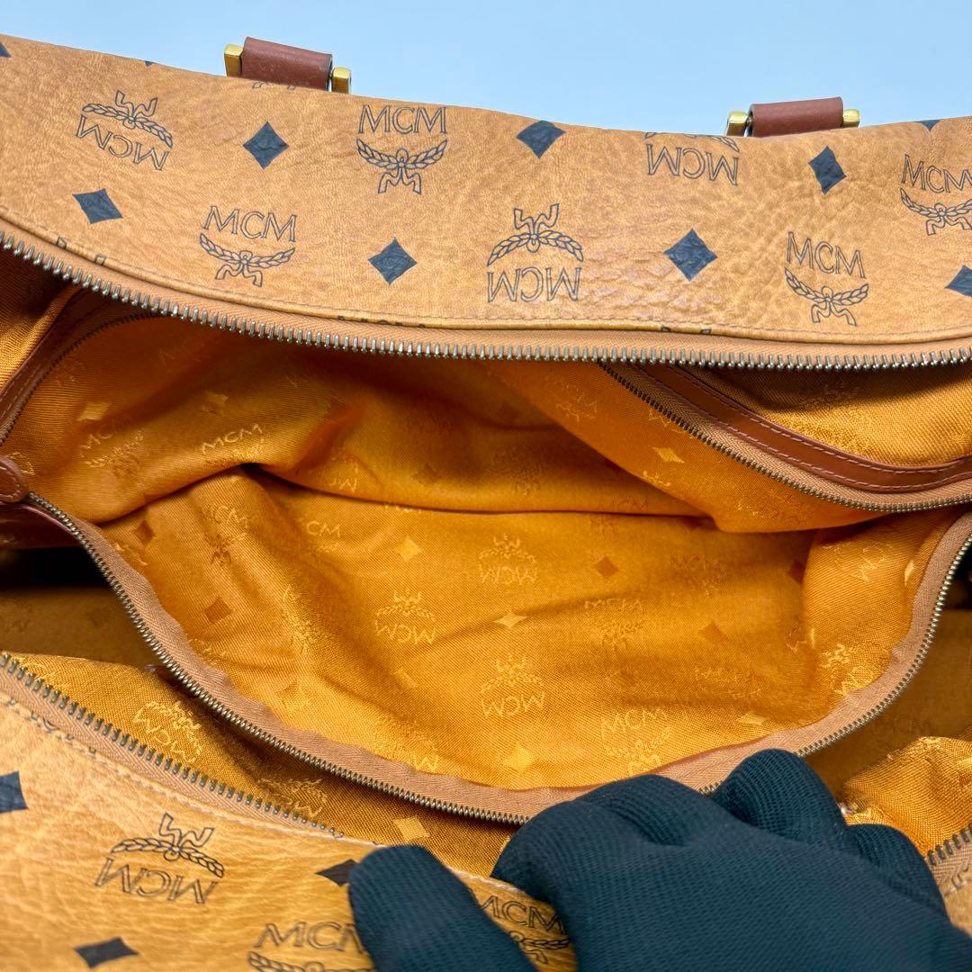 MCM ボストンバッグ ヴィセトス 総柄 ハンドバッグ キャメル PVC×本革