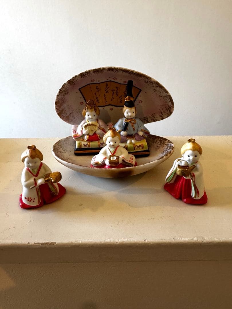 雛飾り 陶器 貝がらびな5人セット 桃の節句