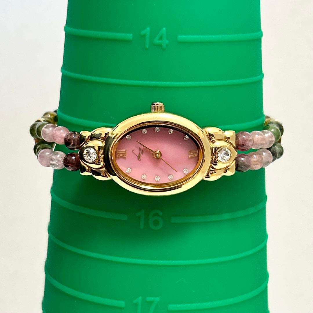 稼働/新品電池 ジュエリーコレクション ピンクシェル ブレスウォッチ