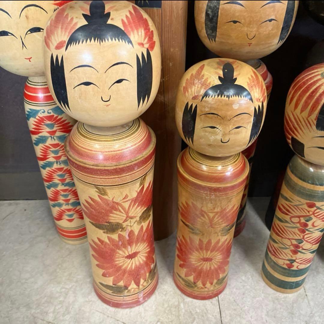 D-3 昭和レトロ 木製 こけし 小芥子 大型 特大 8体セット まとめ売り