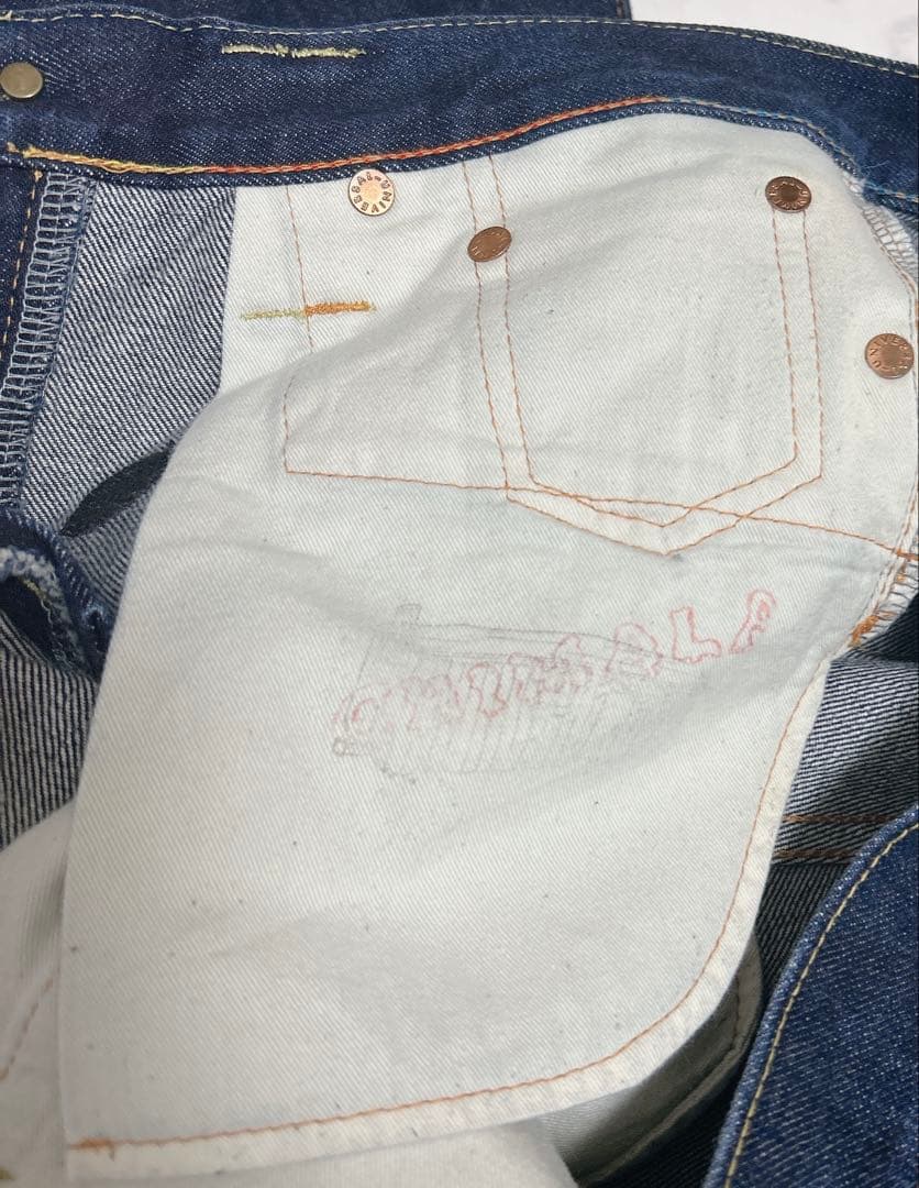 chimala × SHIPS デニムパンツ ダメージ加工 ドット刺繍 W26