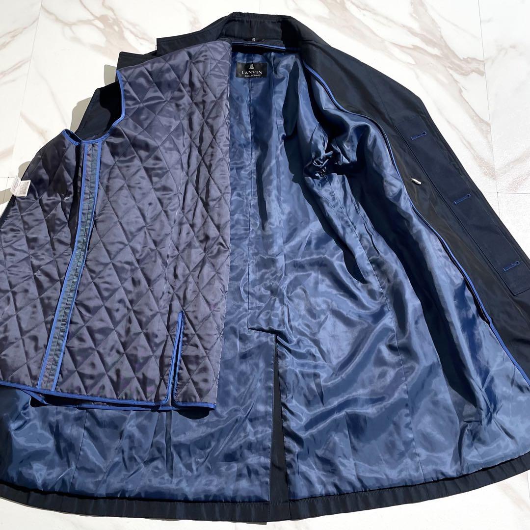 ランバンコレクション　ネイビー　トレンチコート　キルティングライナー　ロング丈