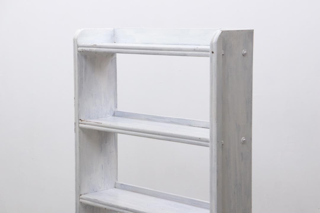 レトロ 無垢材 ペイント 本棚 シェルフ 飾り棚 ラック 書庫 ヴィンテ ージ