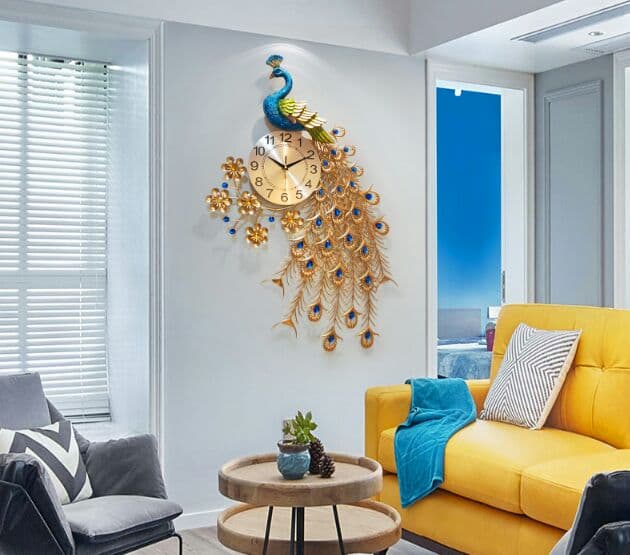 豪華　クジャク壁掛け時計家庭用