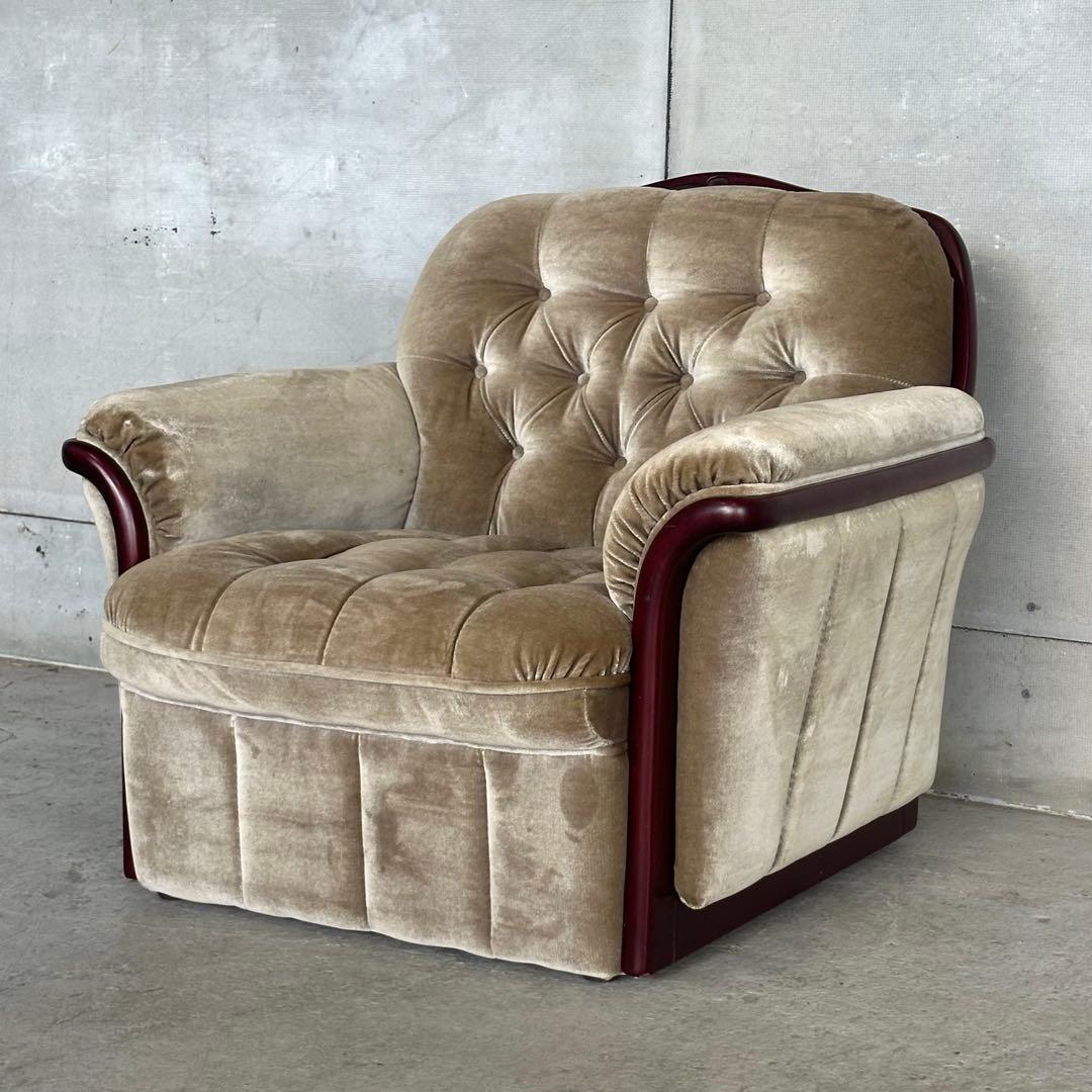 ✧ 80s ✧ 昭和レトロ喫茶 ミッドセンチュリー ベロア ベージュベルベット