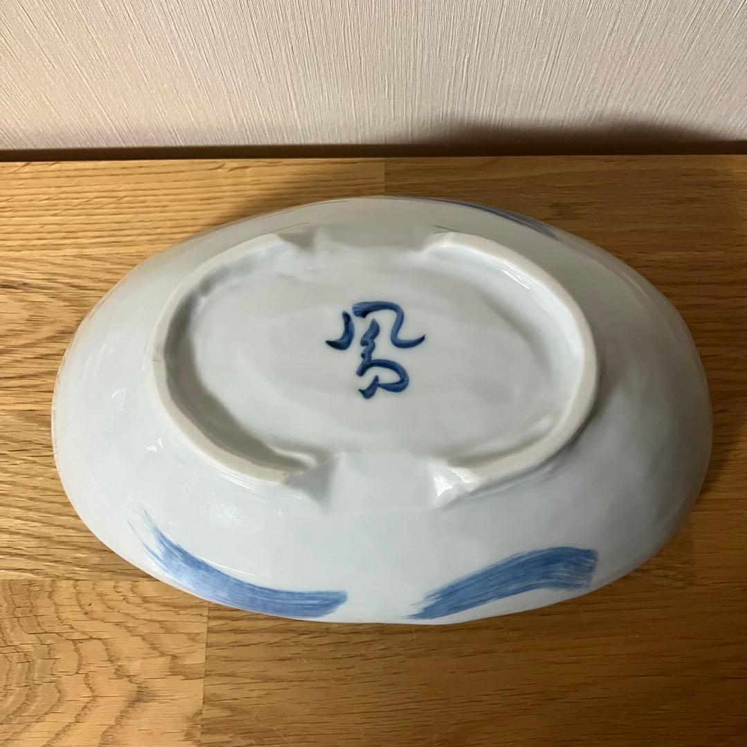 夕立窯　桜型うさぎ柄鉢　楕円型鯛柄鉢