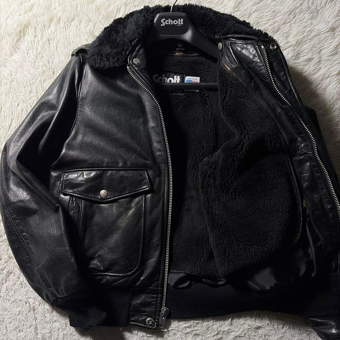 【米国製】schott フライトジャケット　 G-1 184SM ブラック　38