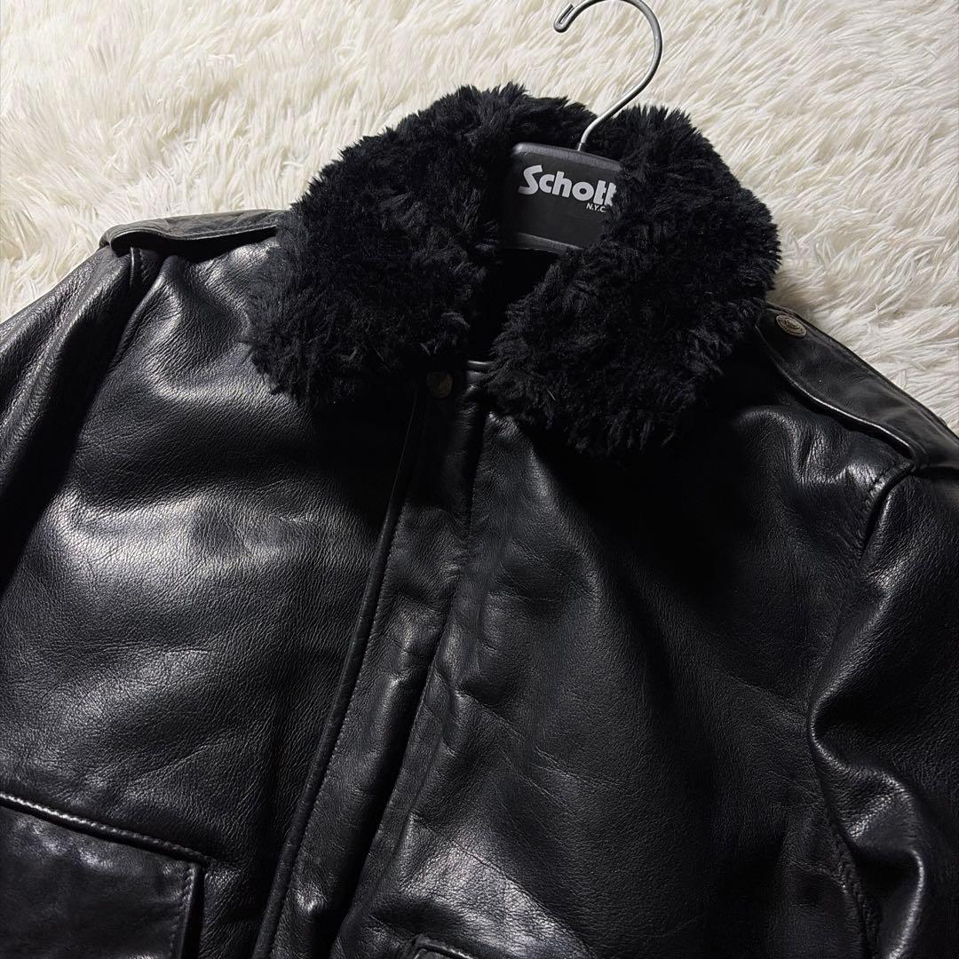 【米国製】schott フライトジャケット　 G-1 184SM ブラック　38