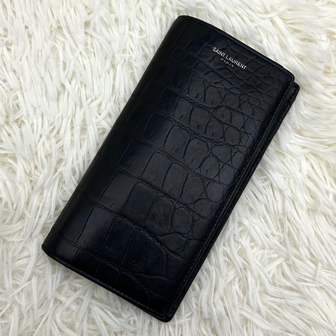 【美品】SAINT LAURENT サンローラン クロコダイル　長財布 箱付き