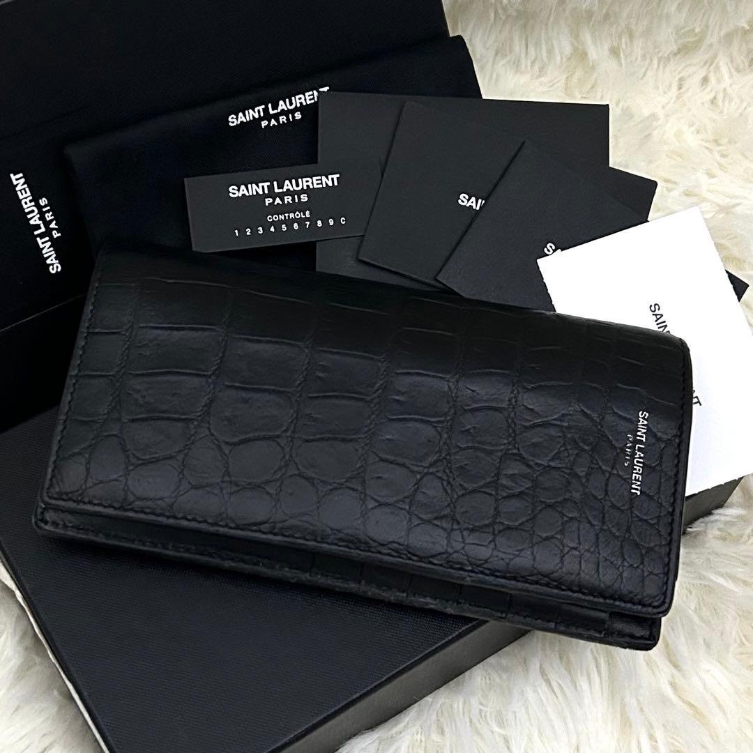 【美品】SAINT LAURENT サンローラン クロコダイル　長財布 箱付き