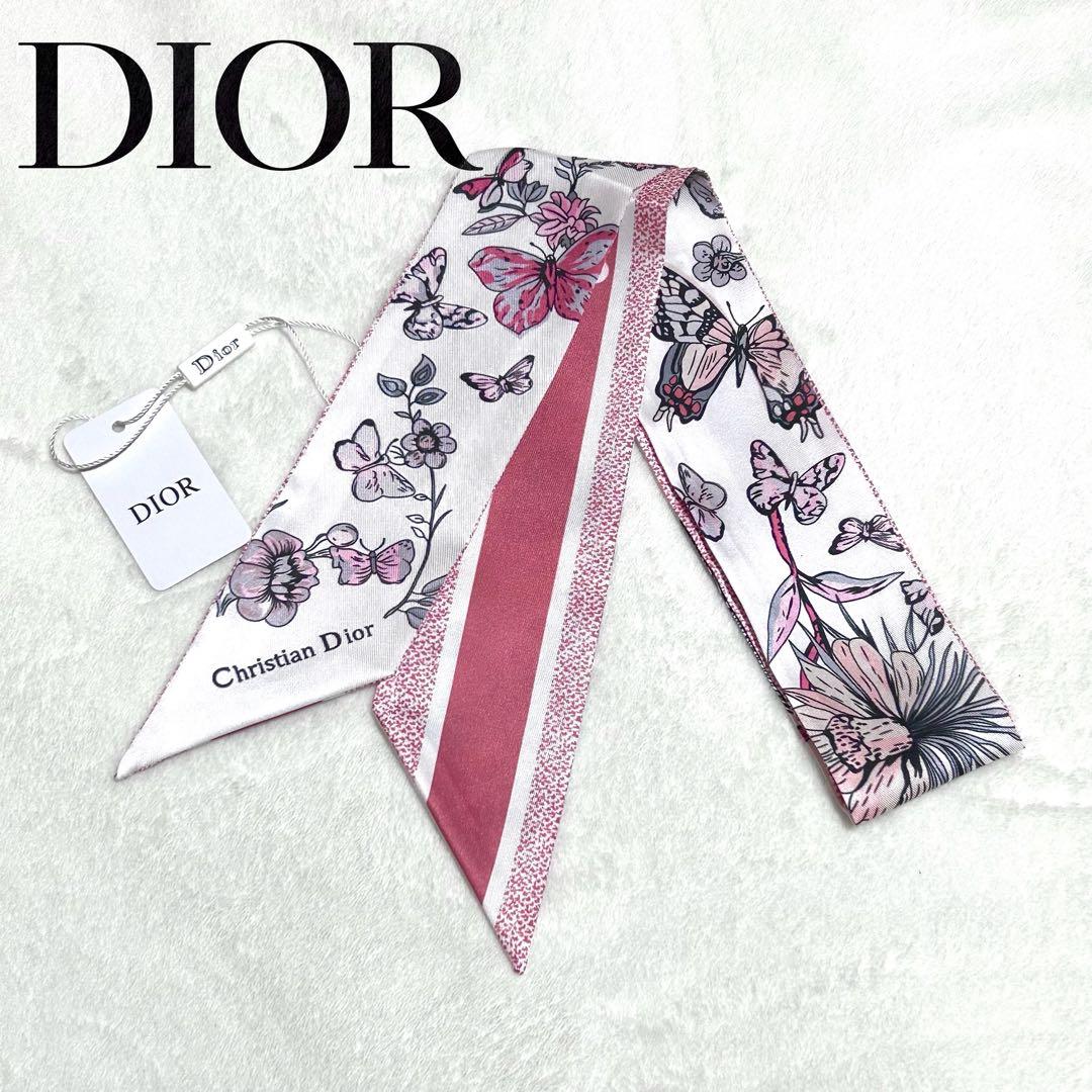 【新品未使用・非売品】Dior ミッツァ　バタフライ　蝶　花柄　レッド　ピンク