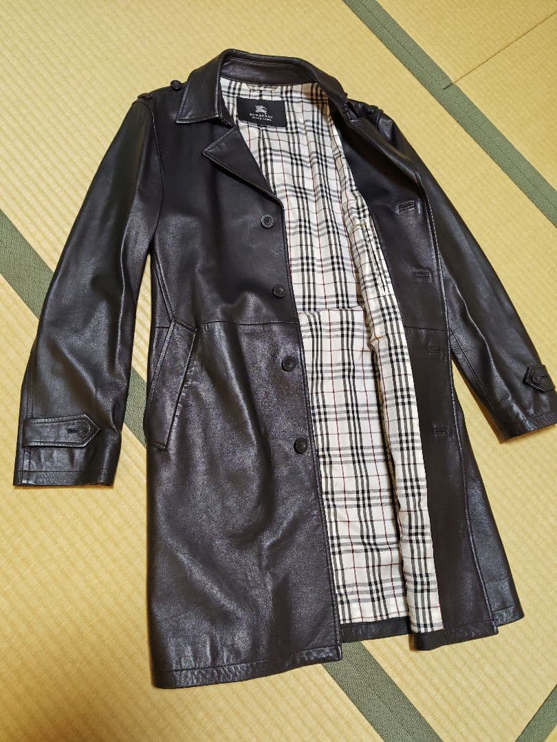 バーバリーブラックレーベル　ラムレザー　トレンチコート