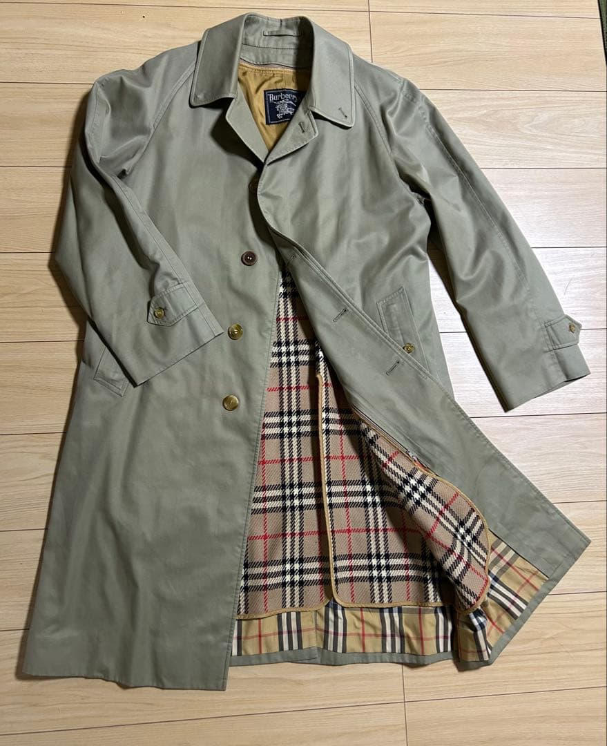 バーバリーズ ステンカラーコート 比翼 ライナー ノバチェック XＬ　ロング