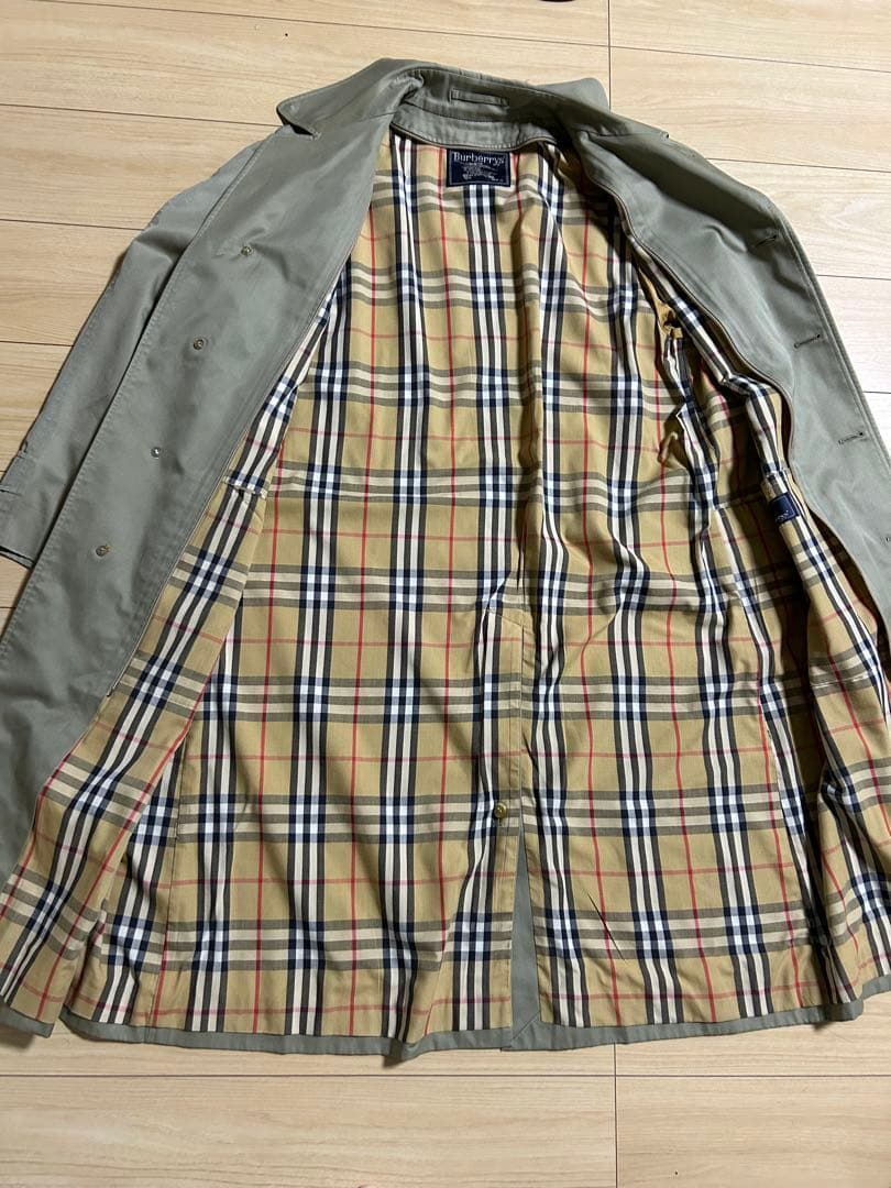 バーバリーズ ステンカラーコート 比翼 ライナー ノバチェック XＬ　ロング