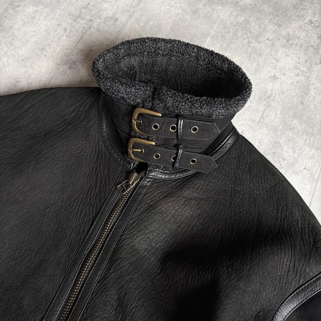 【90s vintage】B-3 フライトジャケット　ヌバック　本革　墨黒　短丈