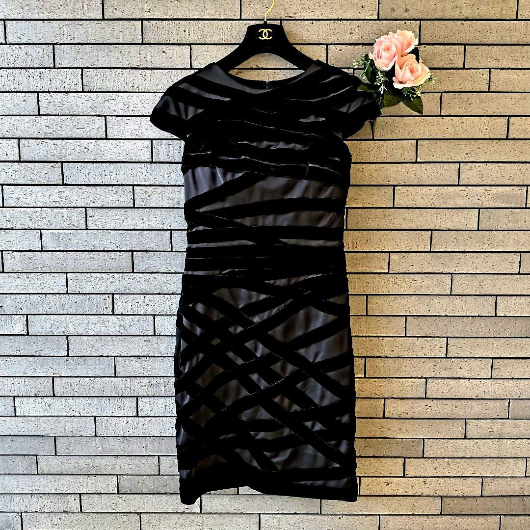 ❤【タダシショウジ】✨美品　フォーマルワンピース　別珍　ブラック/黒　4