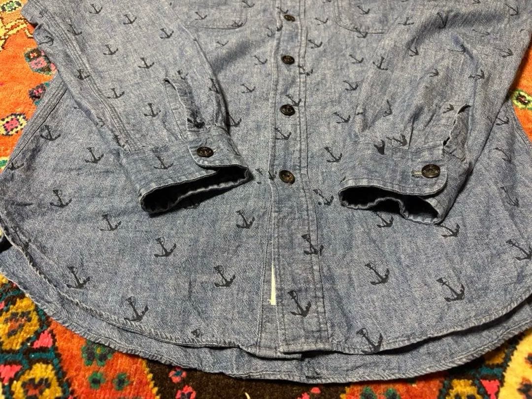 RRL●碇柄●アンカー●シャンブレー●インディゴ●シャツ●貴重●ダブルアールエル