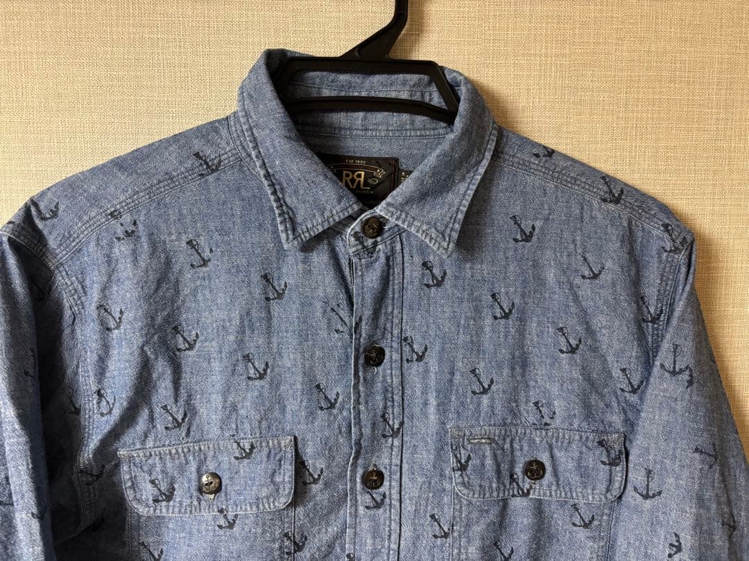 RRL●碇柄●アンカー●シャンブレー●インディゴ●シャツ●貴重●ダブルアールエル