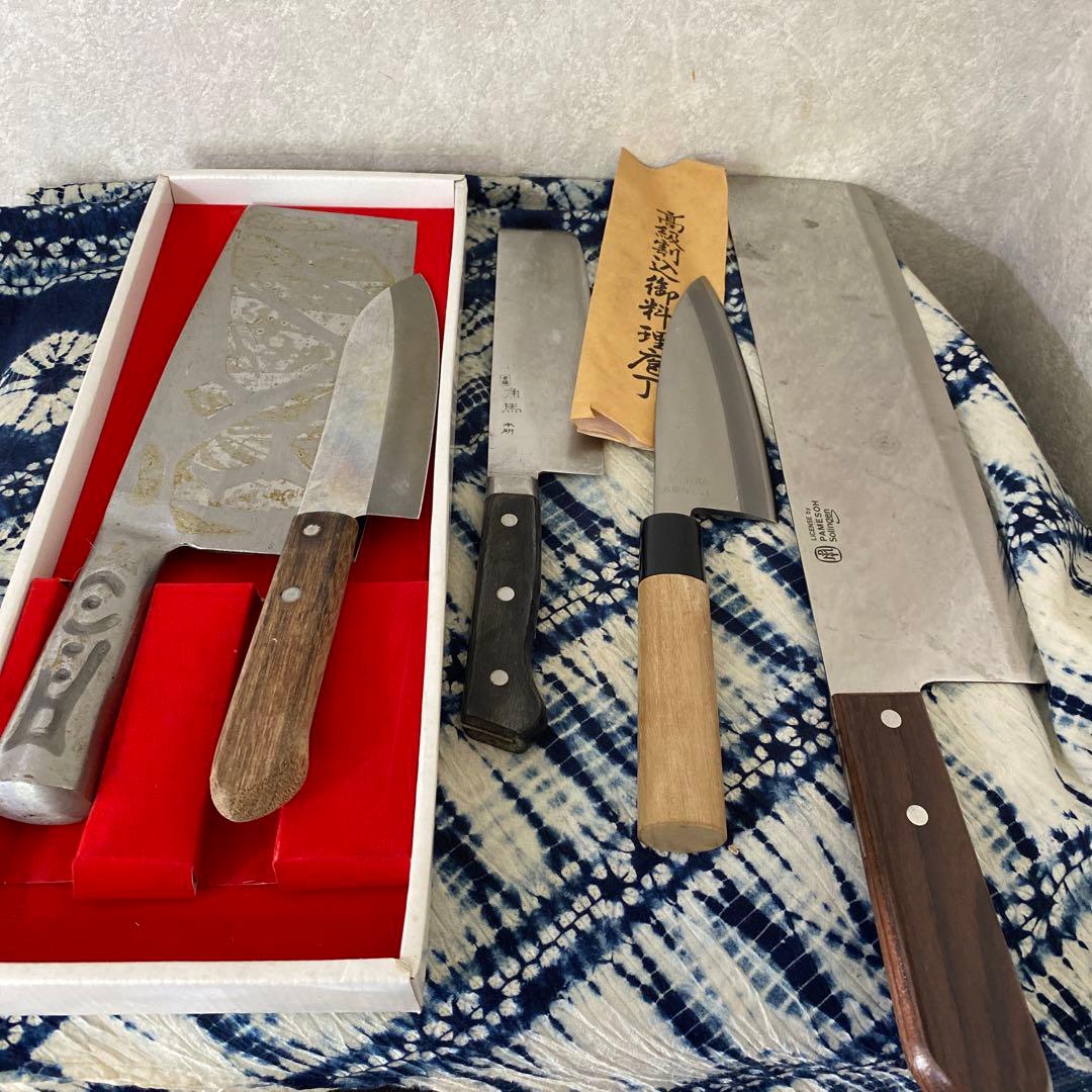 包丁 五種　中国三羊牌　佛山鋼刀　角馬　宗丹　パメッソ