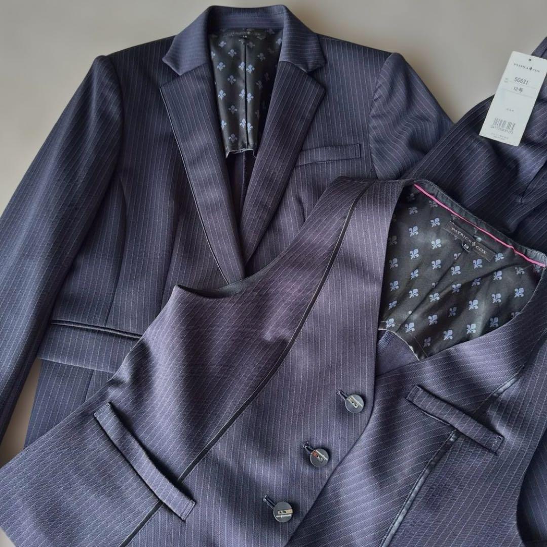 ✨新品✨パトリックコックス　パンツスーツ　スリーピース　ネイビー　ストライプ