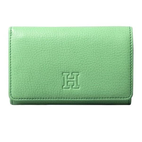 新品♥【センプレ】グリーン二つ折り財布レザーウォレット本革ヒロフHIROFU