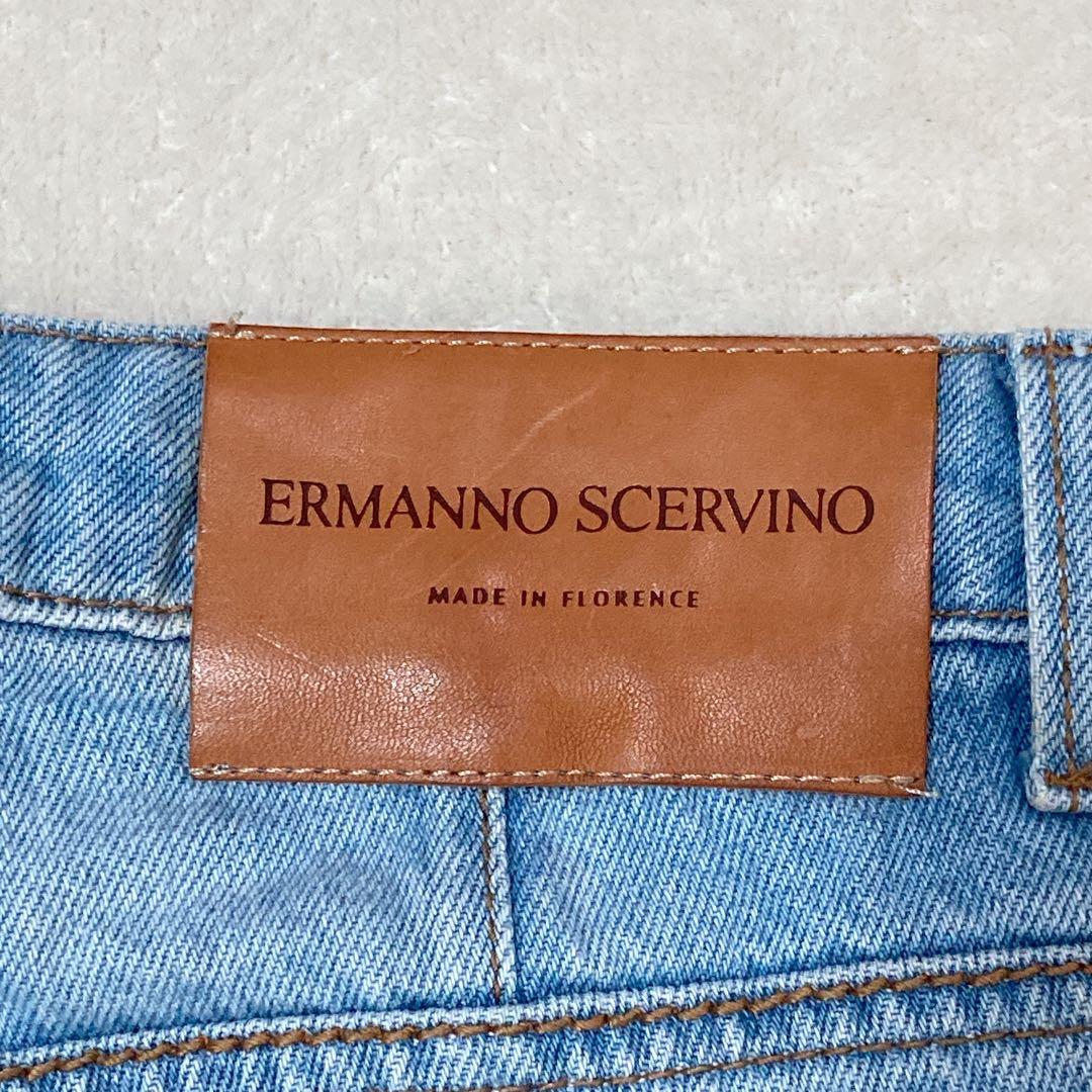 【美品】ERMANNO SCERVINO デニム レース装飾 ダメージ加工