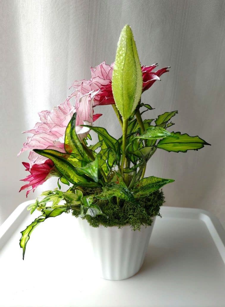 百合とダリア　　　アメリカンフラワー　（ディップフラワー）