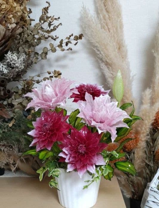 百合とダリア　　　アメリカンフラワー　（ディップフラワー）