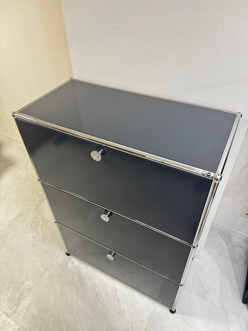 USMハラー キャビネット 1列3段 ドロップダウンドア アントラサイト