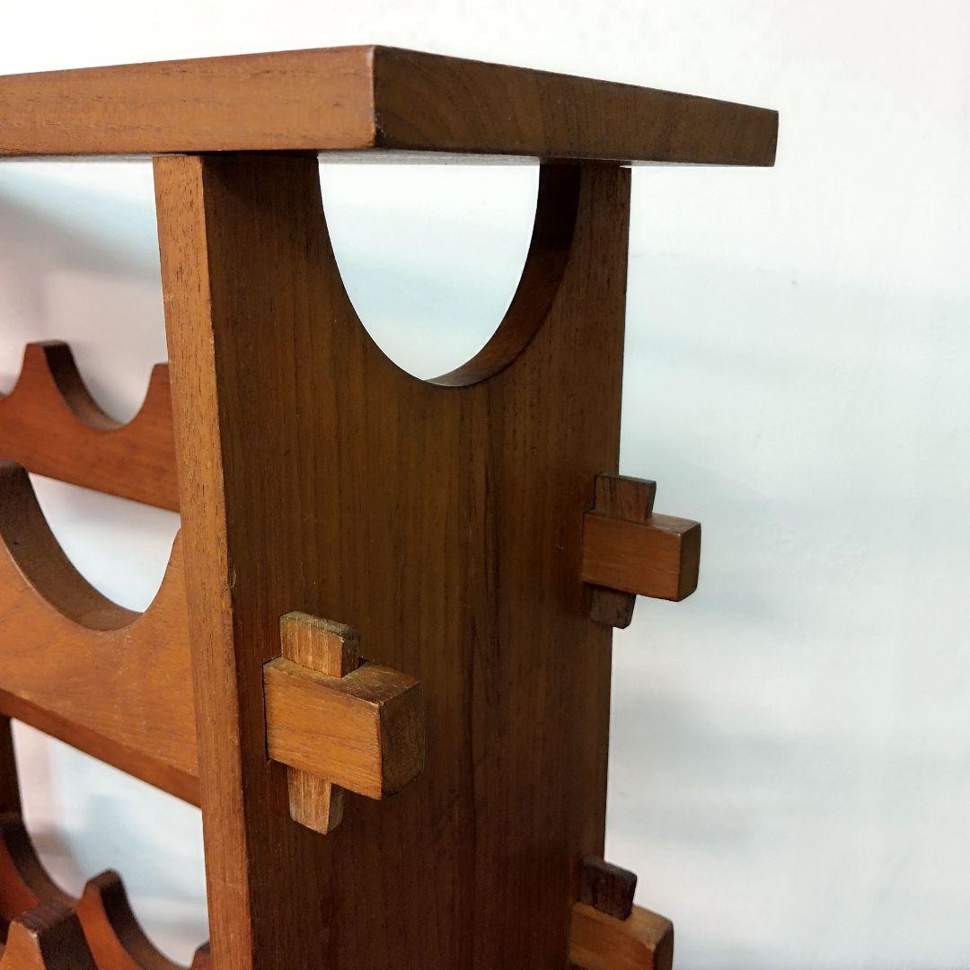 【teak wood】チーク材 ワインラック 12本収納　楔 ヴィンテージ