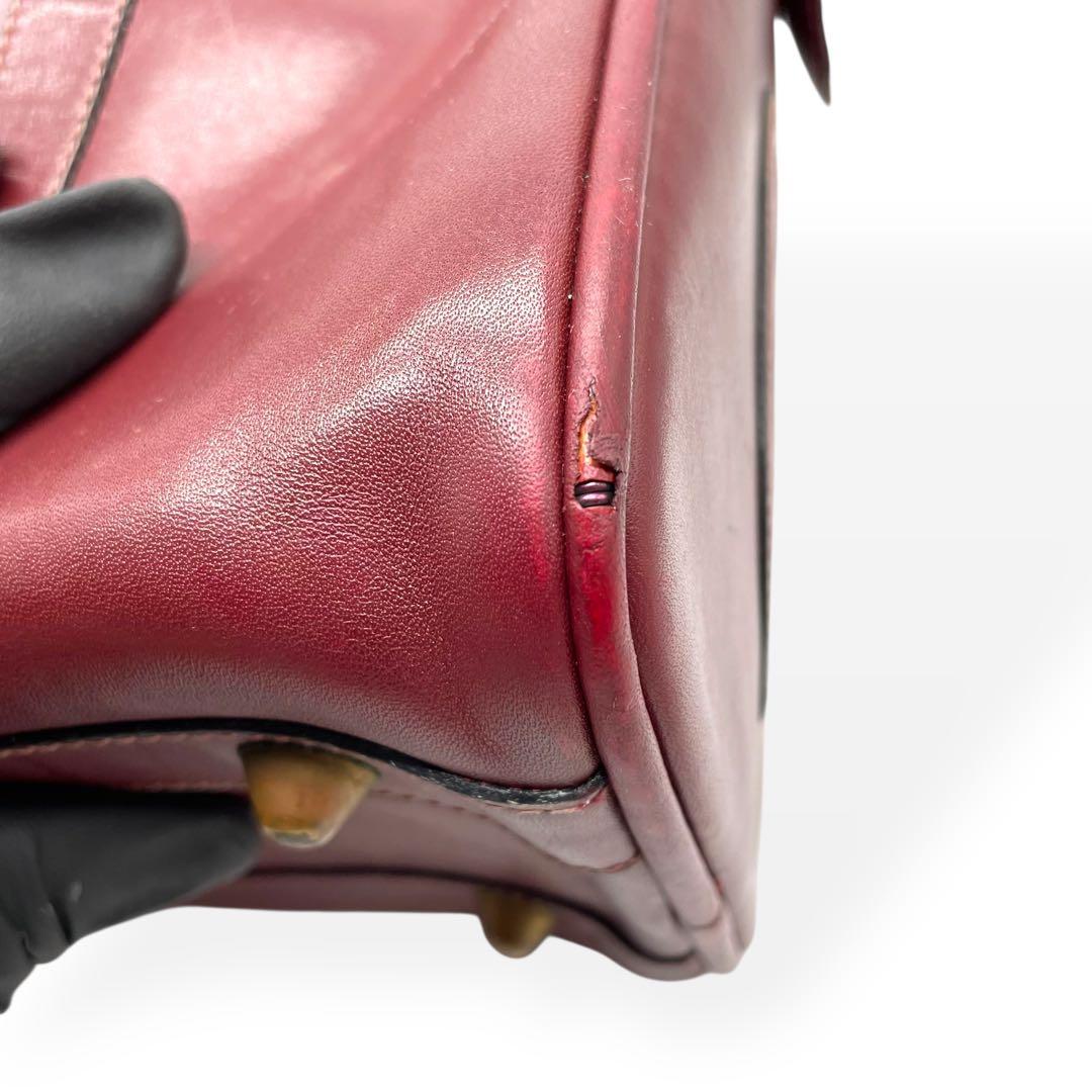 美品　Cartier　ボストンバッグ　ビッグロゴ　南京錠　ゴールド金具　ボルドー