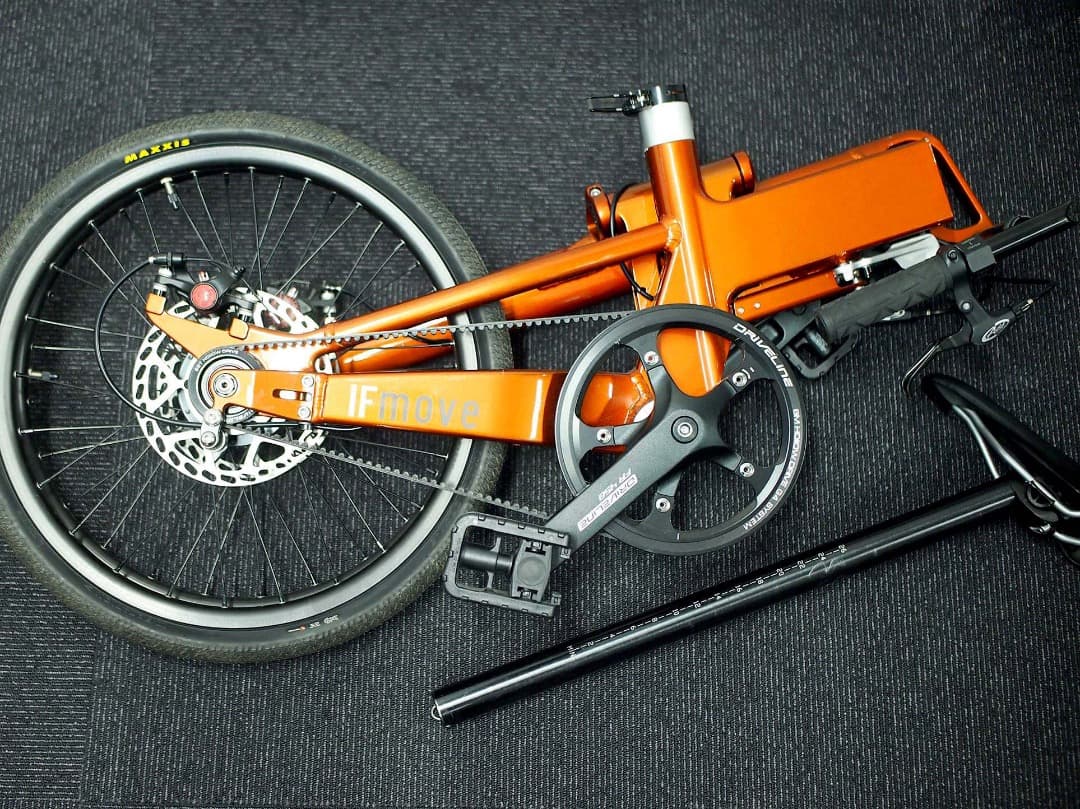 美品　デザイナー折りたたみ自転車 ブリックレッド3