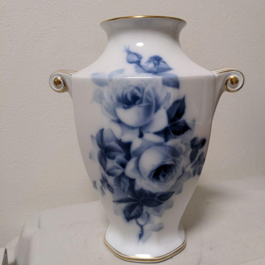 大倉陶園　ブルーローズ　花瓶　フラワーベース　花入　花器　インテリア
