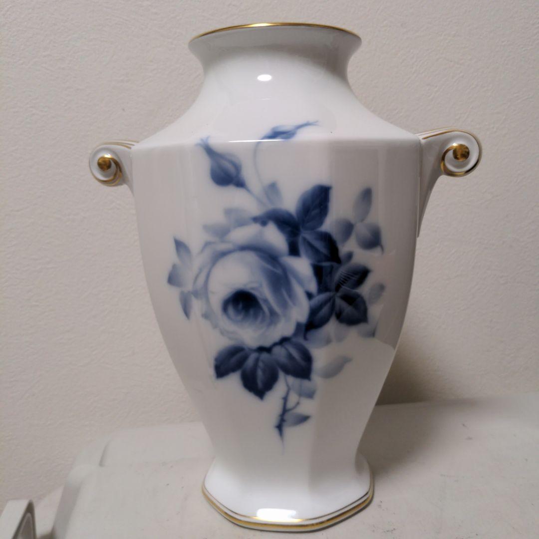大倉陶園　ブルーローズ　花瓶　フラワーベース　花入　花器　インテリア