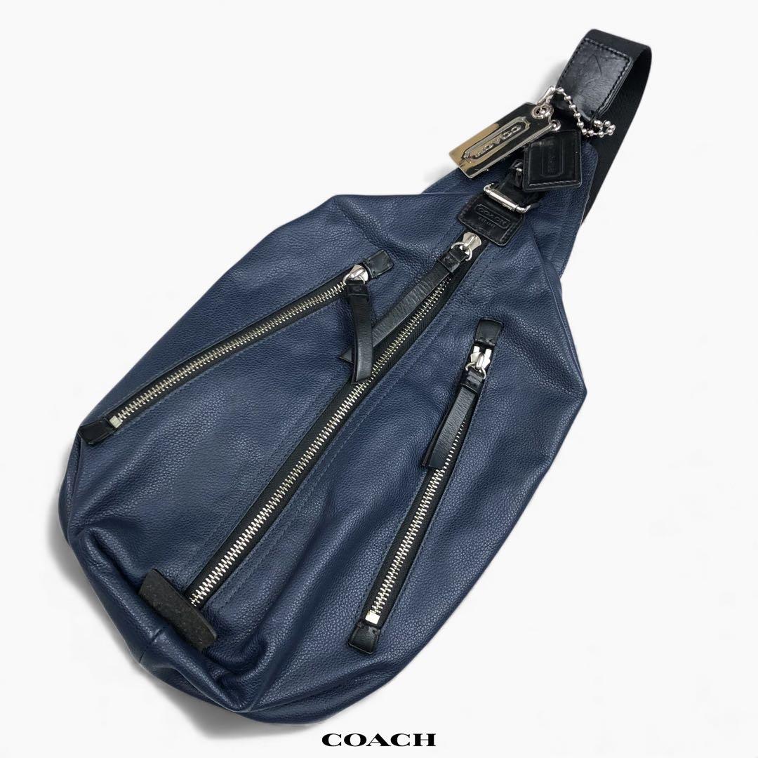 美品 COACH コーチ 70360 レザー ボディバッグ メンズ