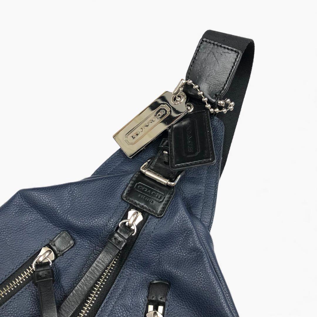 美品 COACH コーチ 70360 レザー ボディバッグ メンズ