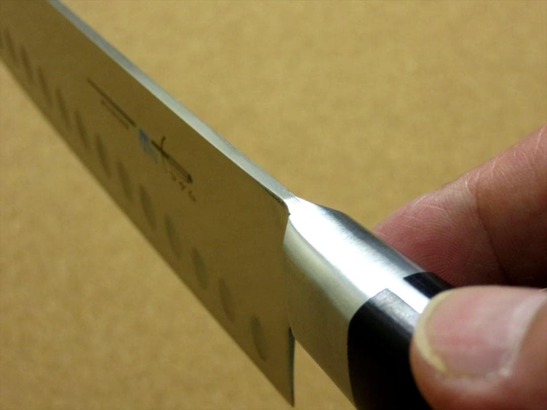 関の刃物 サーモン三徳包丁 175mm モリブデン 口金付 ディンプル 両刃万能