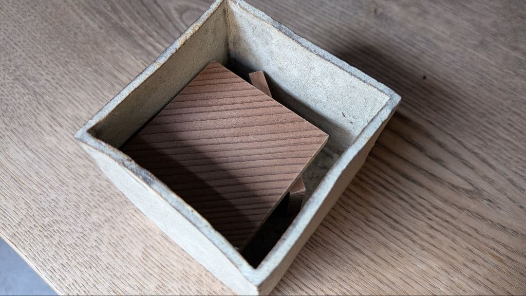 信楽焼 水垣力作 粉引 立方鉢 5個組