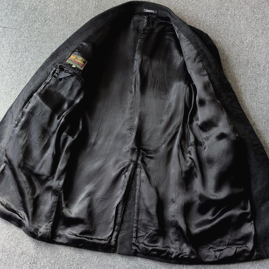 イタリア製 チェスターコート ウール カシミヤ ミドル丈 ブラック 古着