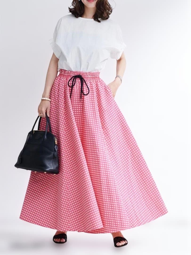 新品未使用OBLIフラワージャガードフレアスカート