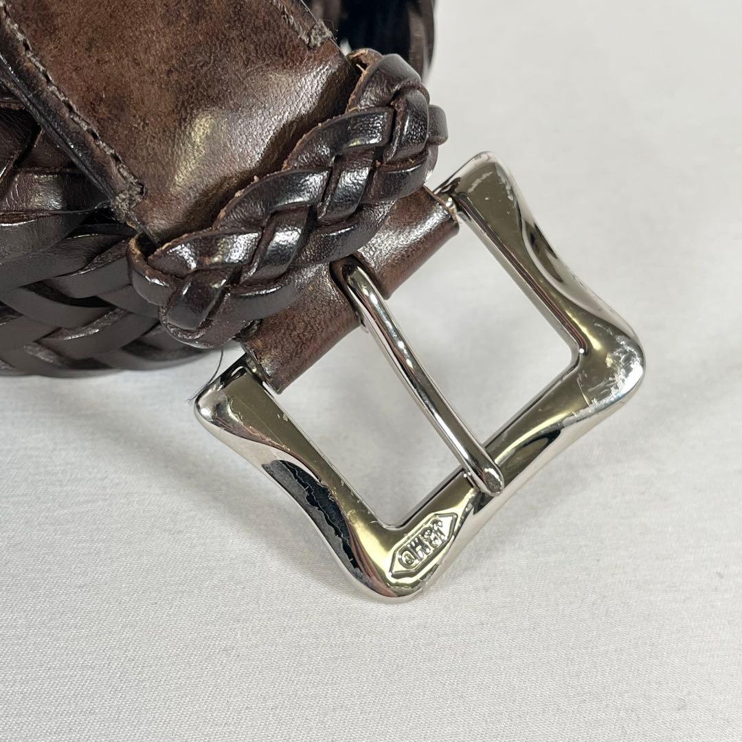 J&M DAVIDSON 編み込み 本革メッシュベルト カジュアル メンズ