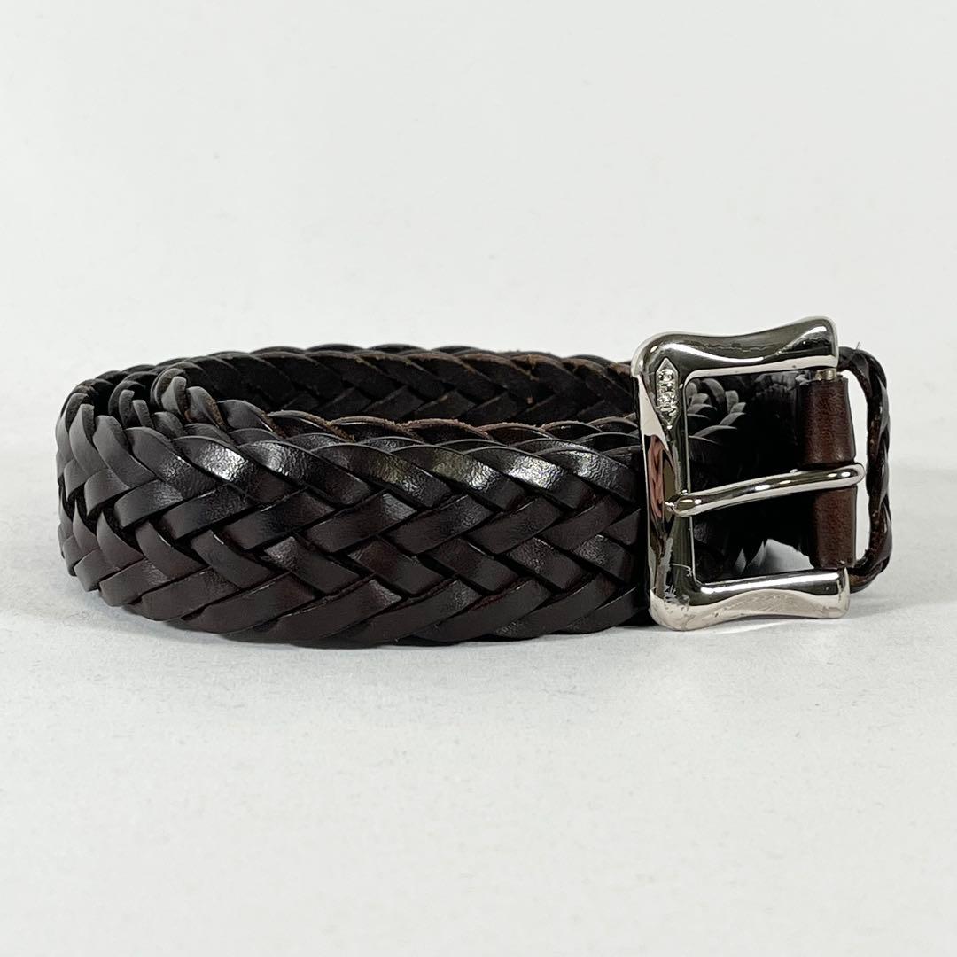 J&M DAVIDSON 編み込み 本革メッシュベルト カジュアル メンズ