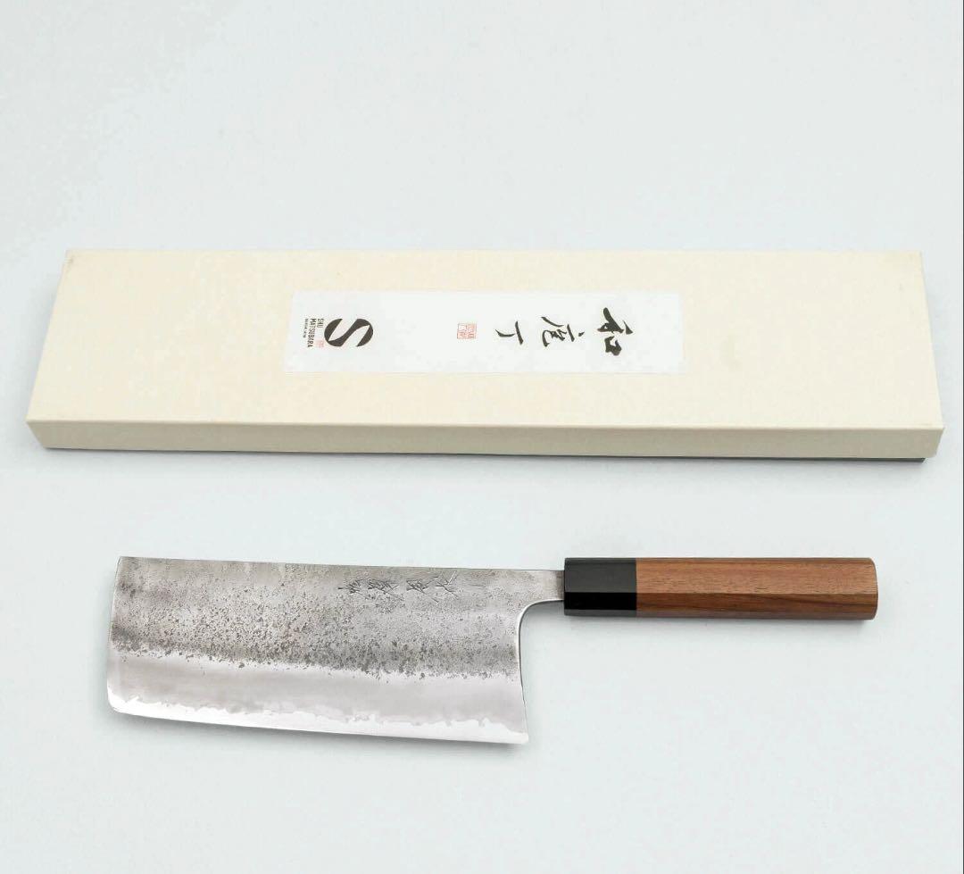 松原刃物　梨地　青ニ　ステンクラッド　中華180mm