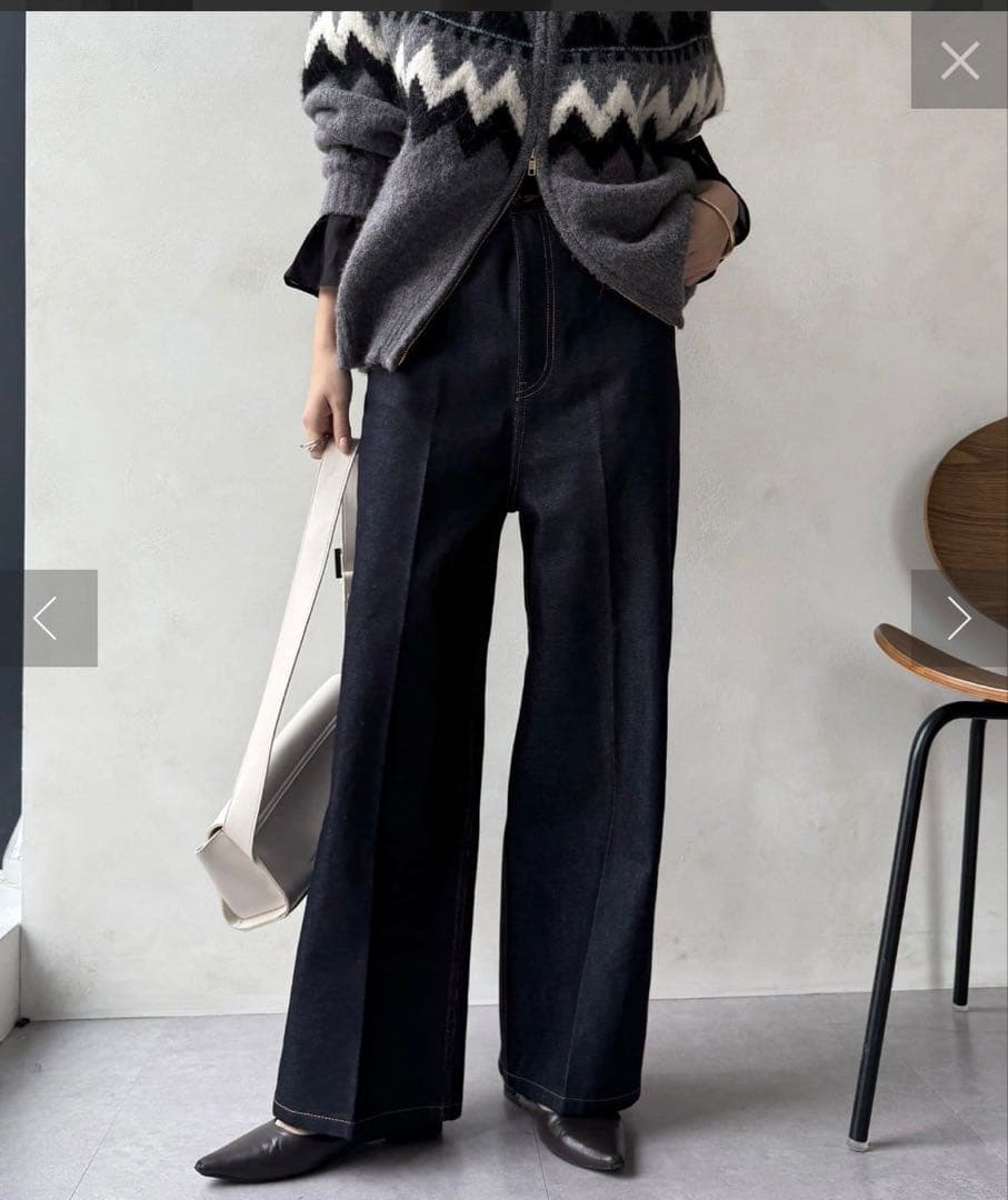 ドゥドゥ doudou ハイウエストダブルボタンデニム　36