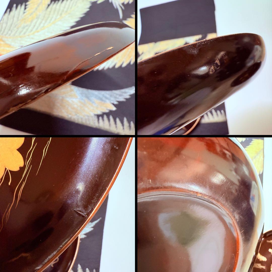 漆器輪島塗　金蒔絵金彩　沈金木製　中皿　10客　時代物