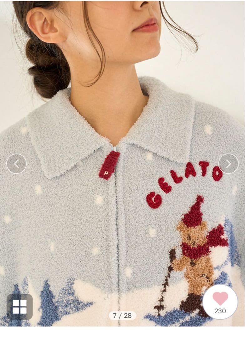 ジェラートピケ 【HOLIDAY】スキーベアジャガードカーディガン　ネイビー