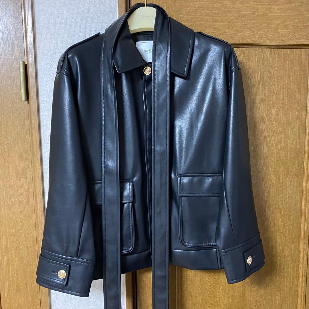 ジャケット・アウター Herlipto RibbonTie Faux Leather Jacket M
