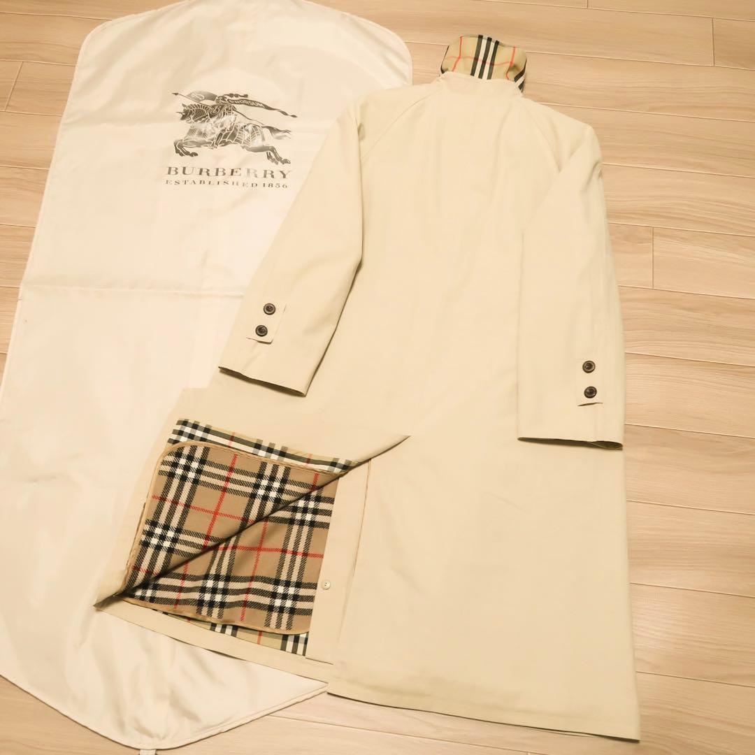 美品 ビンテージ BURBERRY ステンカラーコート 襟チェック バーバリー