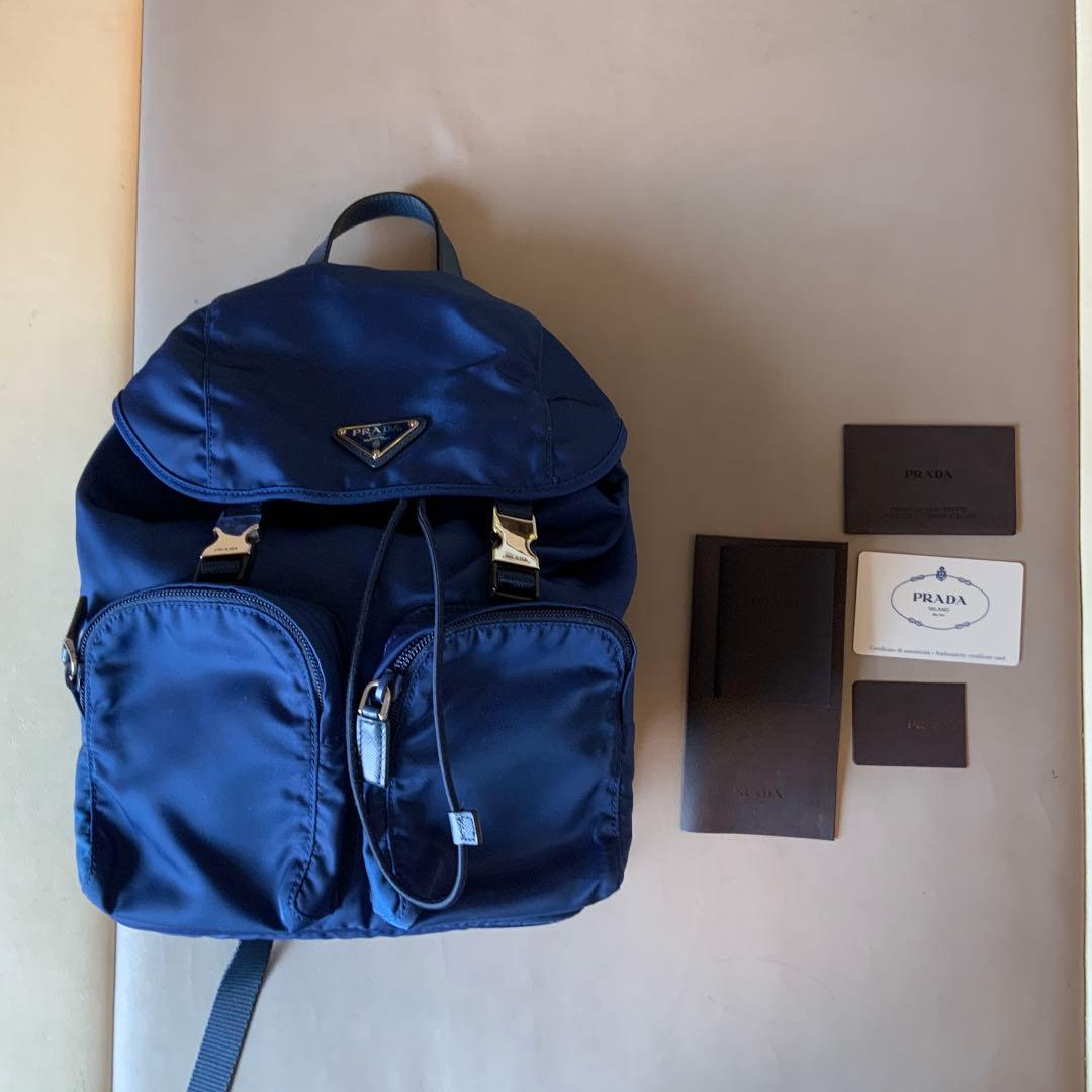 希少【PRADA】 ネイビー ナイロン バックパック 三角ロゴ